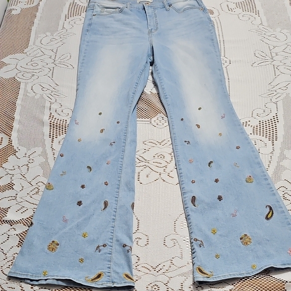 Jessica Simpson Denim - Jessica Simpson Light Blue Embroidered Flare Jeans